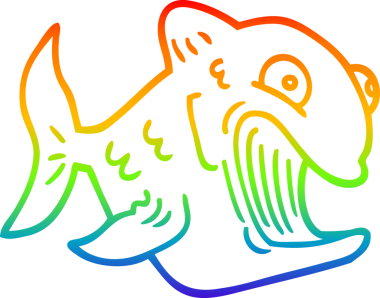 gökkuşağı gradyan çizgisi bir insan tarafından çizilmiş komik bir karikatür balığı çizimi