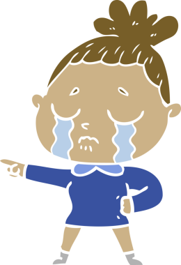 Bir insan tarafından çizilmiş düz renkli karikatür.