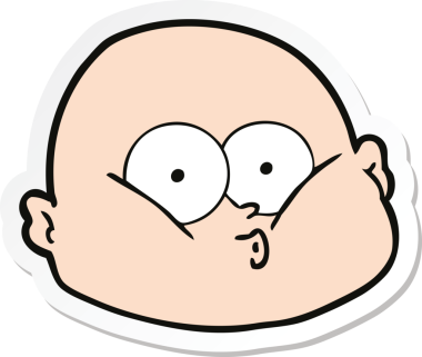 Bir insan tarafından çizilmiş tuhaf kel bir adamın çıkartması.