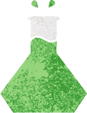 Bir insan tarafından çizilmiş bilimsel bir deneyin retro çizim tarzı karikatürü