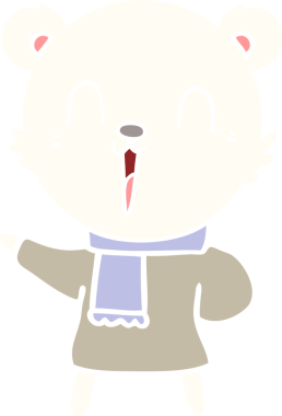 Bir insan tarafından çizilmiş mutlu düz renkli çizgi film kutup ayısı.