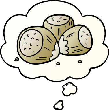 Düşünce baloncuklu çizgi film fındıkları bir insan tarafından çizilmiş düzgün eğimli bir şekil.