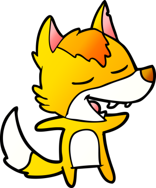 Bir insan tarafından çizilmiş tilki çizgi film karakteri