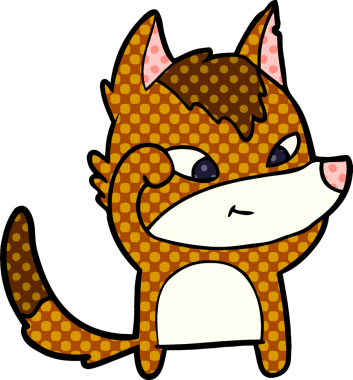 Bir insan tarafından çizilmiş tilki çizgi film karakteri