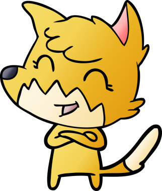 Bir insan tarafından çizilmiş mutlu çizgi film tilkisi.