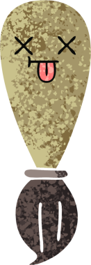 Bir insan tarafından çizilmiş bir boya fırçasının retro çizim tarzı karikatürü