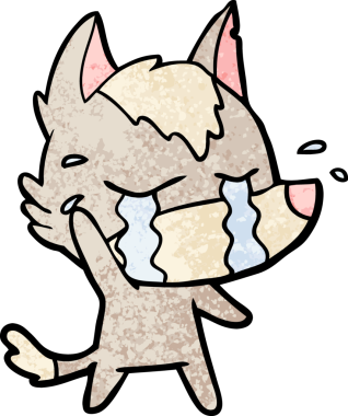 Bir insan tarafından çizilmiş ağlayan kurt çizgi filmi.