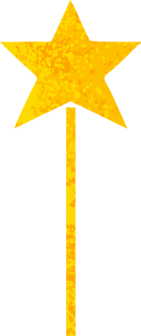 Bir insan tarafından çizilmiş yıldız değneğinin retro illüstrasyon tarzı karikatürü