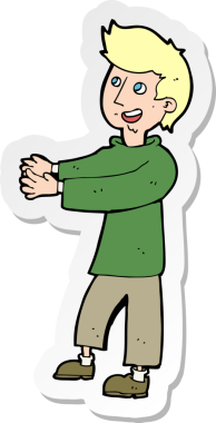 Bir insan tarafından çizilmiş mutlu bir adamın çıkartması.