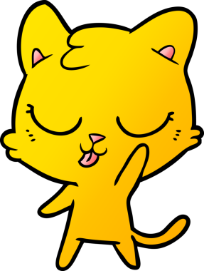 Bir insan tarafından çizilmiş çizgi film kedisi.