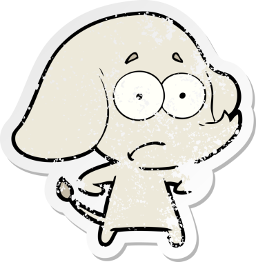 Bir insan tarafından çizilmiş belirsiz bir filin sıkıntılı çıkartması.