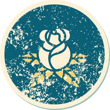 Bir insan tarafından çizilmiş tek bir gülün sembolik dövmeli görüntüsü.