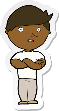 Bir insan tarafından çizilmiş mutlu bir adamın çıkartması.