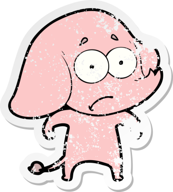 Bir insan tarafından çizilmiş belirsiz bir filin sıkıntılı çıkartması.