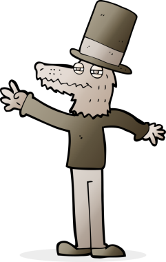 Bir insan tarafından çizilmiş akıllı giyimli kurtadam çizgi filmi.