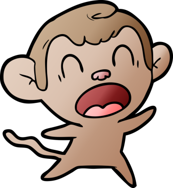 Bir insan tarafından çizilmiş bağıran çizgi maymun.