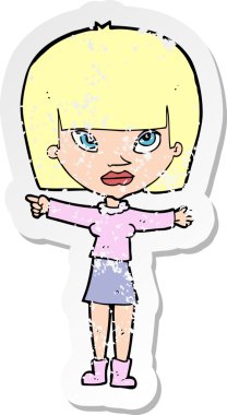 Bir insan tarafından çizilmiş karikatür kadının gerilmiş çıkartması.