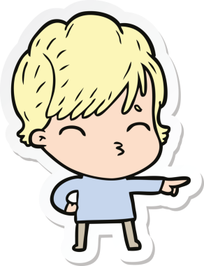 Bir insan tarafından çizilmiş bir karikatür kadının çıkartması.