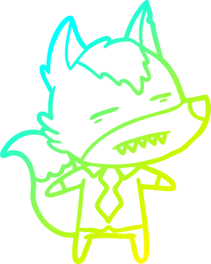 Bir insan tarafından çizilmiş dişleri gösteren çizgi roman karakteri kurdunun soğuk gradyan çizimi