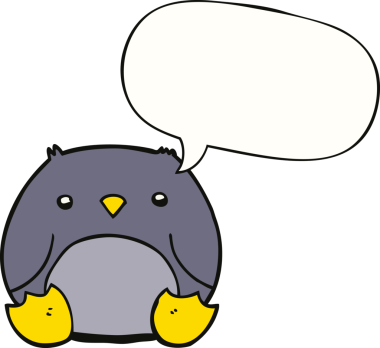 Bir insan tarafından çizilmiş konuşma balonu olan penguen çizgi filmi.