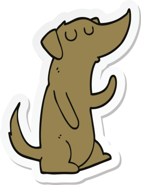 Bir insan tarafından çizilmiş bir köpeğin çıkartması.