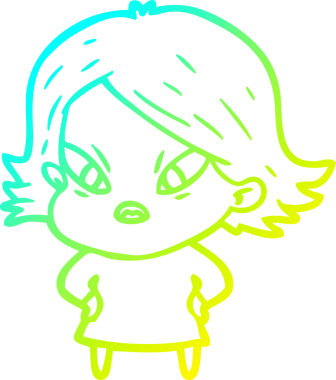 Bir insan tarafından çizilmiş soğuk gradyan çizgi çizimi stresli bir kadın