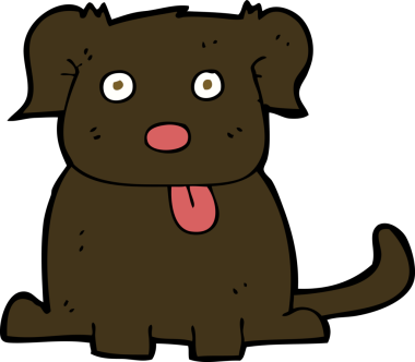 Bir insan tarafından çizilmiş çizgi film köpeği.