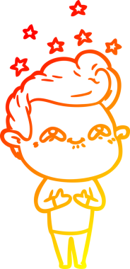 Bir insan tarafından çizilmiş, heyecanlı bir çizgi film çizimi.