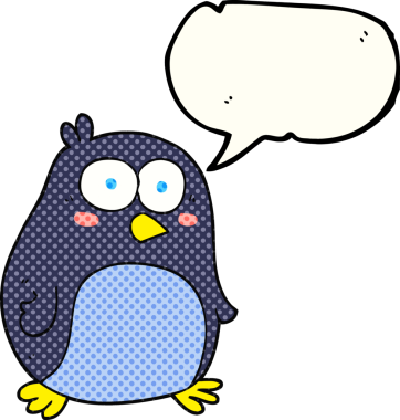 Bir insan tarafından çizilmiş serbest çizilmiş çizgi roman konuşma balonu pengueni.