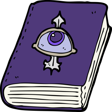 bir insan tarafından çizilmiş bir büyü kitabı.