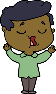 Bir insan tarafından çizilmiş karikatür adam konuşuyor.