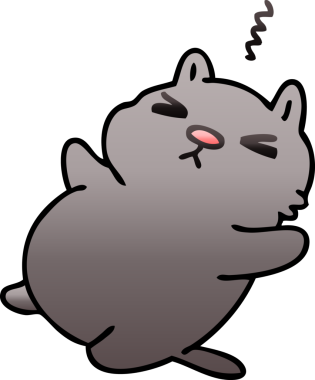 bir insan tarafından çizilmiş gölgelenmiş garip çizgi film kedisi.