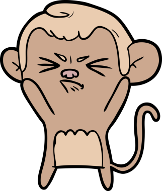 Bir insan tarafından çizilmiş kızgın maymun çizgi filmi.