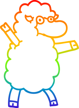 Gökkuşağı gradyan çizgi çizimi bir insan tarafından çizilmiş kara koyun