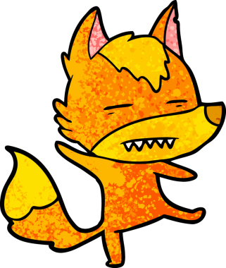 Bir insan tarafından çizilmiş tilki çizgi film karakteri