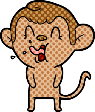 Bir insan tarafından çizilmiş çılgın çizgi film maymunu