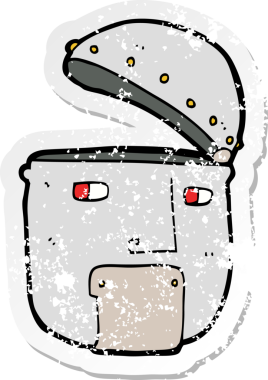 Bir insan tarafından çizilmiş robot kafanın gerilimli retro yapıştırması