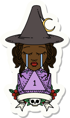 Bir insan tarafından çizilmiş doğal bir rulo ile ağlayan bir insan cadının çıkartması.