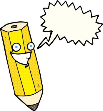 Bir insan tarafından çizilmiş mutlu el yazması çizgi roman konuşma balonu karikatürü.