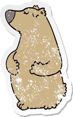 Bir insan tarafından çizilmiş karikatür ayısının sıkıntılı çıkartması.