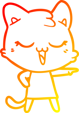 Bir insan tarafından çizilmiş mutlu çizgi film kedisinin sıcak çizgi çizgisi.