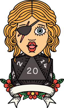 Retro Dövme Tarzı Bir insan tarafından çizilmiş 20 zarlı düzenbaz insan