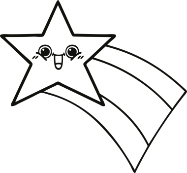 Bir insan tarafından çizilmiş kayan gökkuşağı yıldızının çizgi çizimi