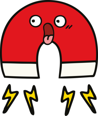 Bir insan tarafından çizilmiş şirin bir mıknatıs karikatürü