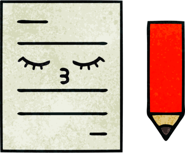 Bir insan tarafından çizilmiş bir test kağıdının retro grunge desen karikatürü