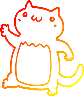 Bir insan tarafından çizilmiş çizgi film kedisinin sıcak çizgi çizimi