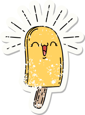 Bir insan tarafından çizilmiş eski bir dövme stili buz çubuğu.