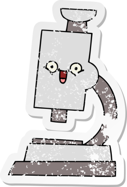 Bir insan tarafından çizilmiş sevimli bir mikroskobun sıkıntılı çıkartması.