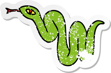 Bir insan tarafından çizilmiş bir bahçe yılanının çizilmiş karikatürü.