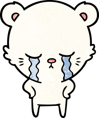 Bir insan tarafından çizilmiş üzgün küçük kutup ayısı çizgi filmi.